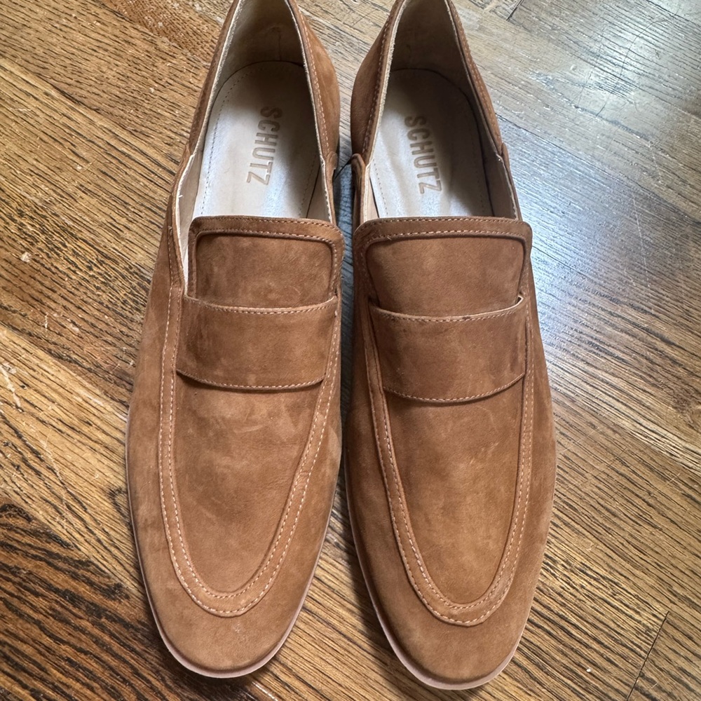 Schutz Suede Loafers Cognac Brown size 9 FIRM PRICE - Picture 2 of 10